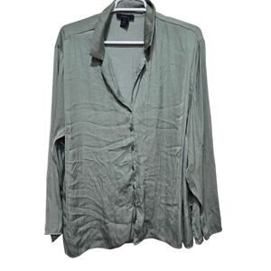 Rachel Rachel Roy Sage Green Button Down Blouse Women’s 1X Long Sleeve Top
